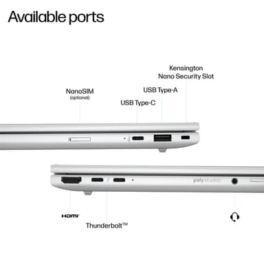HP EliteBook 8 G1i Next Gen AI Wolf Pro Security Edition Copilot+ PC Intel Core Ultra 5 228V Laptop 35.6 cm (14") WUXGA 32 GB LPDDR5x-SDRAM 512 GB SSD Wi-Fi 7 (802.11be) Windows 11 Pro Silver view 3