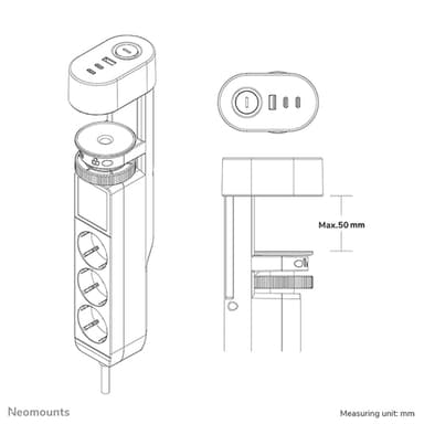 Neomounts DS22-840WH6 Desk socket with clamp and USB-C and USB-A ports - Quick charge view 16