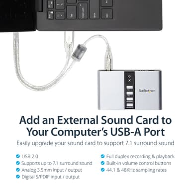 StarTech.com 7.1 USB Audio Adapter External Sound Card with SPDIF Digital Audio view 8