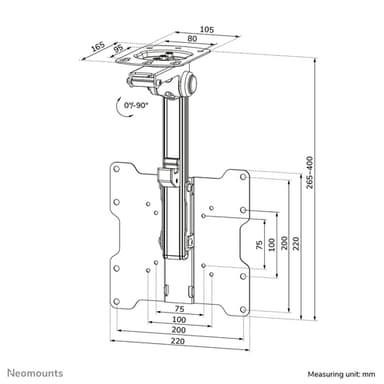 Neomounts FPMA-C020BLACK Monitor/TV mount ceiling 10-40" - h 26,5-40 cm view 9