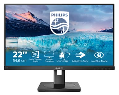 Philips S Line 222S1AE/00 computer monitor 54.6 cm (21.5") 1920 x 1080 pixels Full HD LCD Black view 1