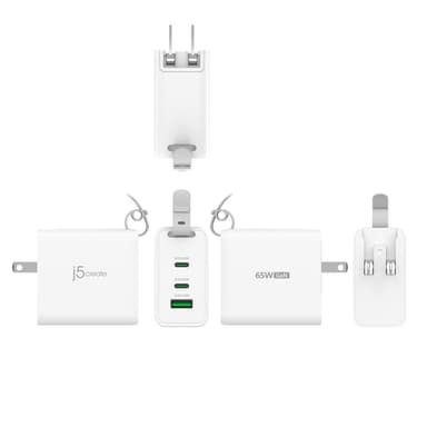 j5create 65W GaN USB-C 3-Port Traveler Charger with changeable AC plugs and USB-C cable view 7