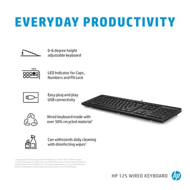 HP 125 Wired Keyboard view 4