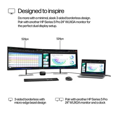HP Series 5 Pro 24 inch WUXGA Monitor - 524pn view 6