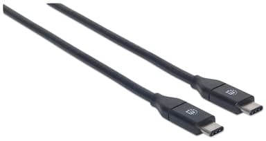 Manhattan USB-C to USB-C Cable, 1m, Male to Male, Black, 10 Gbps (USB 3.2 Gen2 aka USB 3.1), 3A (fast charging), SuperSpeed+ USB, Lifetime Warranty, Equivalent to USB31CC1M view 2