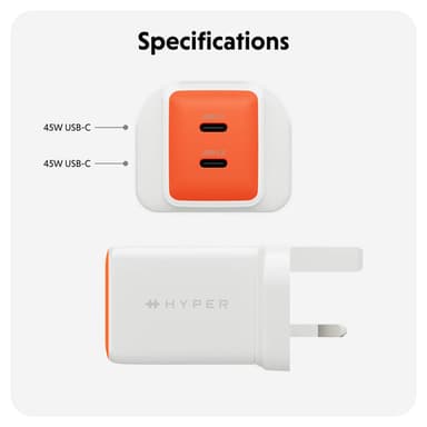 Targus HyperJuice Flex 45W GaN Laptop, Smartphone, Headset, Portable gaming console White, Orange AC Indoor view 5