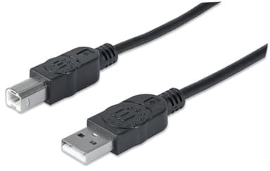 Manhattan USB-A to USB-B Cable, 3m, Male to Male, 480 Mbps (USB 2.0), Hi-Speed USB, Black, Lifetime Warranty, Equivalent to USB2HAB3M. view 1