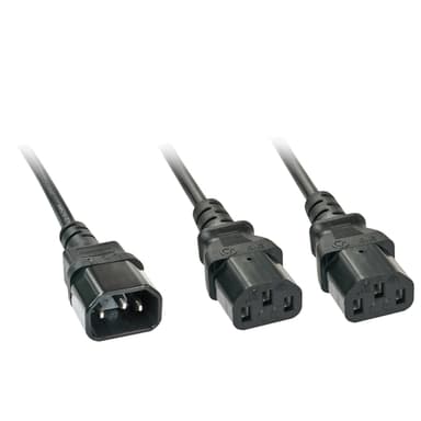 Lindy 2m IEC Splitter Cable IEC C14 to 2 x IEC C13 view 1