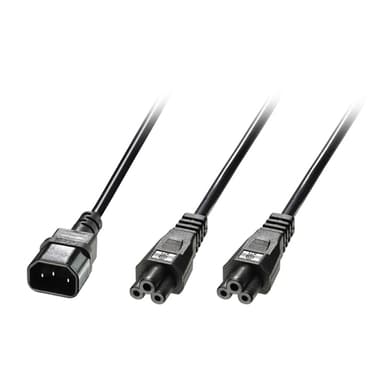 Lindy 2.5m IEC C14 to 2 x IEC C5 Splitter Extension Cable, Black view 1