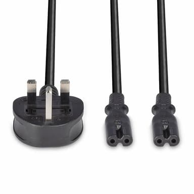 Lindy 2.5m UK 3 Pin Plug to 2 x IEC C7 Splitter Extension Cable, Black view 4