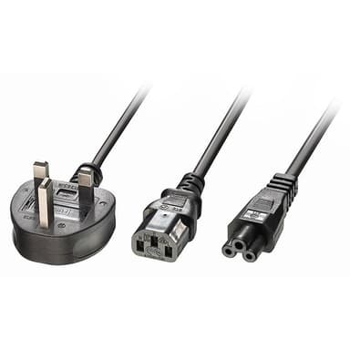 Lindy 2.5m UK 3 Pin Plug to IEC C13 and IEC C5 Splitter Extension Cable, Black view 1