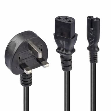 Lindy 2.5m UK 3 Pin Plug to IEC C13 and IEC C7 Splitter Extension Cable, Black view 1