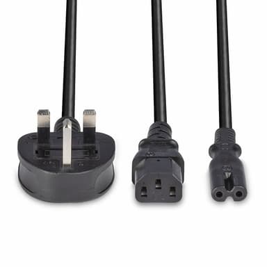 Lindy 2.5m UK 3 Pin Plug to IEC C13 and IEC C7 Splitter Extension Cable, Black view 4