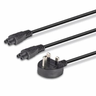 Lindy 2.5m UK 3 Pin Plug To IEC 2 x C5 Splitter Extension Cable, Black view 5