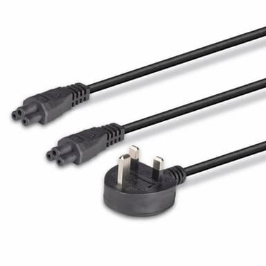 Lindy 2.5m UK 3 Pin Plug To IEC 2 x C5 Splitter Extension Cable, Black view 10