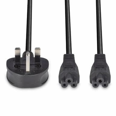 Lindy 2.5m UK 3 Pin Plug To IEC 2 x C5 Splitter Extension Cable, Black view 9