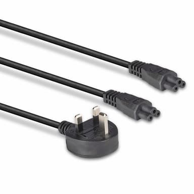 Lindy 2.5m UK 3 Pin Plug To IEC 2 x C5 Splitter Extension Cable, Black view 3