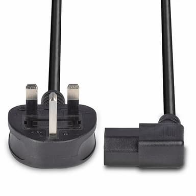 Lindy 1m UK 3 Pin Plug to Right Angled IEC C13 Mains Power Cable, Black view 4