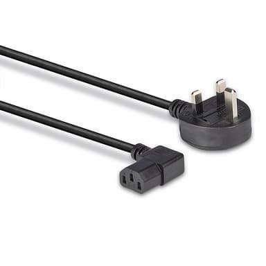 Lindy 1m UK 3 Pin Plug to Right Angled IEC C13 Mains Power Cable, Black view 3