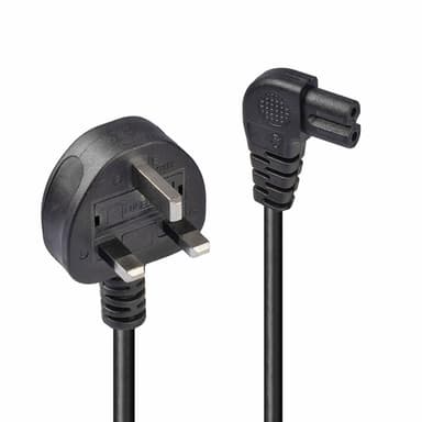Lindy 3m UK 3 Pin Plug To Right Angled IEC C7 Mains Power Cable, Black view 1