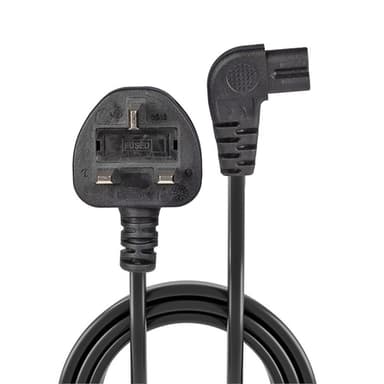 Lindy 3m UK 3 Pin Plug To Right Angled IEC C7 Mains Power Cable, Black view 2