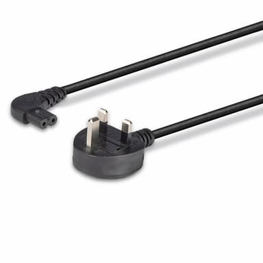 Lindy 3m UK 3 Pin Plug To Right Angled IEC C7 Mains Power Cable, Black view 5