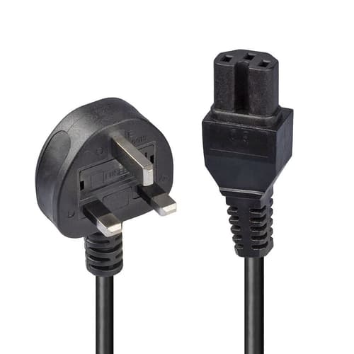 Lindy 2m Mains UK 3 Pin Plug to Hot Conditioned IEC C15 Power Cable Kettle Lead