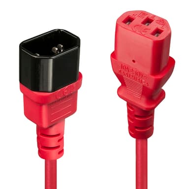 Lindy 1m IEC Extension Cable, Red view 1