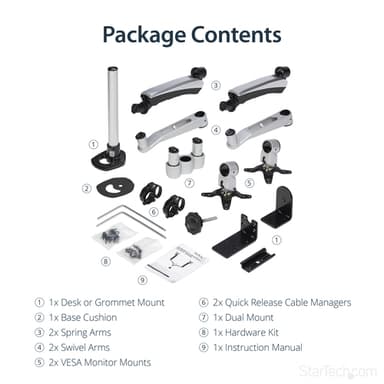 StarTech.com Desk-Mount Dual Monitor Arm - Full Motion Articulating - Premium - For up to 30" (19.8lb/9kg) Displays - TAA view 16