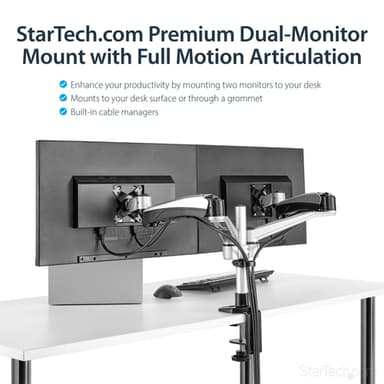 StarTech.com Desk-Mount Dual Monitor Arm - Full Motion Articulating - Premium - For up to 30" (19.8lb/9kg) Displays - TAA view 20