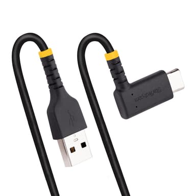 StarTech.com 6.6ft (2m) USB-A to USB-C Fast Charging Cable, Rugged, Right-Angled, Charge & Sync, 3A, USB 2.0, TPE Jacket and Aramid Fiber - USB Charging Cord view 6