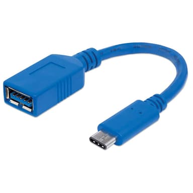 Manhattan USB-C to USB-A Cable, 15cm, Male to Female, 5 Gbps (USB 3.2 Gen1 aka USB 3.0), 3A (fast charging), SuperSpeed USB, Blue, Lifetime Warranty, Equivalent to USB31CAADP (except colour) view 1