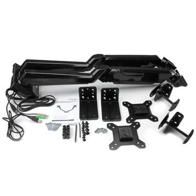 StarTech.com Desk Mount Dual Monitor Arm with USB & Audio, Desk Clamp VESA Mount for up to 32" (17.6lb/8kg) Displays, Ergonomic Full Motion Dual Monitor Arm - Black view 8