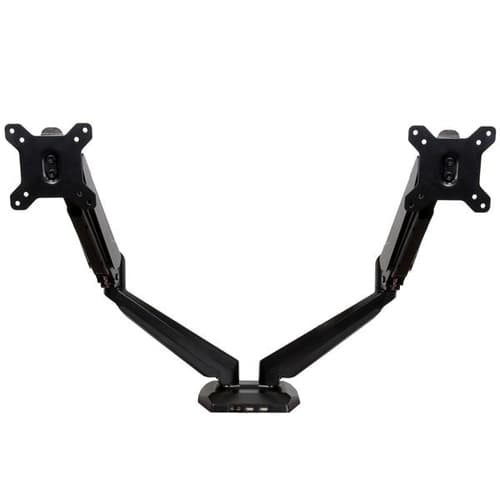 StarTech.com Desk Mount Dual Monitor Arm with USB & Audio, Desk Clamp VESA Mount for up to 32" (17.6lb/8kg) Displays, Ergonomic Full Motion Dual Monitor Arm - Black