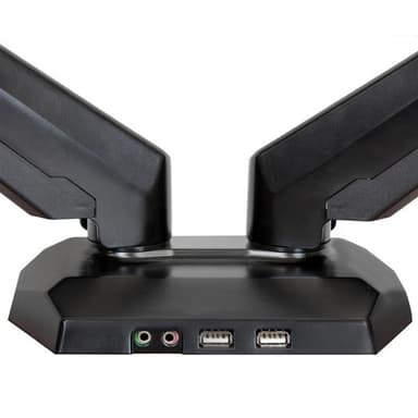 StarTech.com Desk Mount Dual Monitor Arm with USB & Audio, Desk Clamp VESA Mount for up to 32" (17.6lb/8kg) Displays, Ergonomic Full Motion Dual Monitor Arm - Black view 2