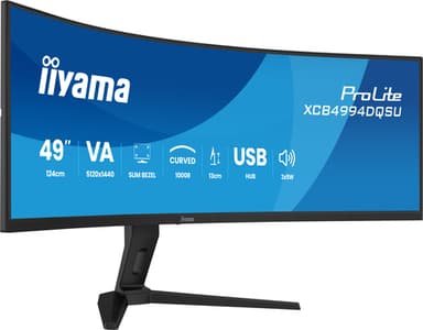 iiyama ProLite XCB4994DQSU-B1 computer monitor 124.5 cm (49") 5120 x 1440 pixels Dual QHD LCD Black view 2