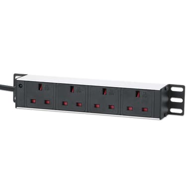 Intellinet 10" 1U PDU 4-way UK, With Indicator, Rackmount, Power Distribution Unit, UK 3-pin outlets, 3m power cord, output view 1