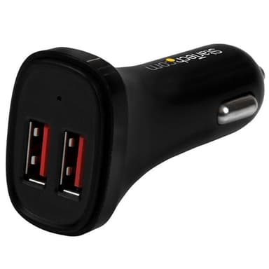 StarTech.com Dual-Port USB Car Charger - 24W/4.8A - Black view 1