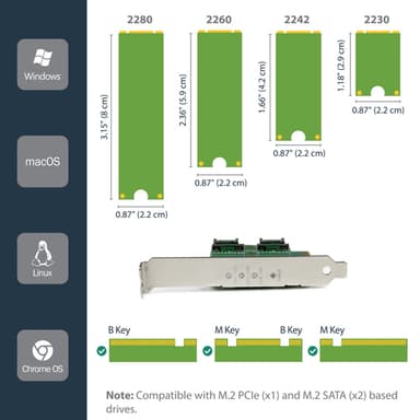 StarTech.com 3-Port M.2 SSD (NGFF) Adapter Card - 1 x PCIe (NVMe) M.2, 2 x SATA III M.2 - PCIe 3.0 - TAA view 8