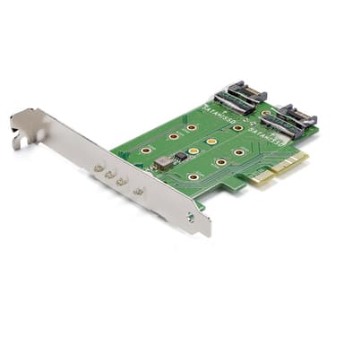 StarTech.com 3-Port M.2 SSD (NGFF) Adapter Card - 1 x PCIe (NVMe) M.2, 2 x SATA III M.2 - PCIe 3.0 - TAA view 1
