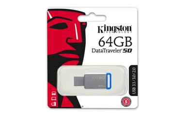 Kingston Technology DataTraveler 50 64GB USB flash drive USB Type-A 3.2 Gen 1 (3.1 Gen 1) Blue, Silver view 4