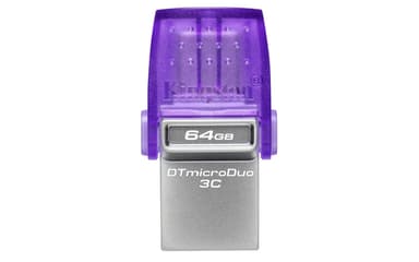 Kingston Technology DataTraveler 64GB microDuo 3C 200MB/s dual USB-A + USB-C view 3
