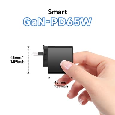Origin Storage Origin 65W Wall Charger with 1.5m USB-C cable and 4 Multi AC Plugs view 4
