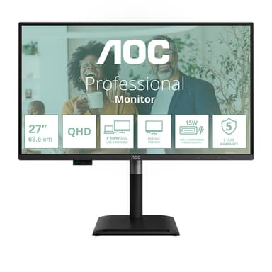AOC Q27P4CV computer monitor 68.6 cm (27") 2560 x 1440 pixels Quad HD LED Black view 1