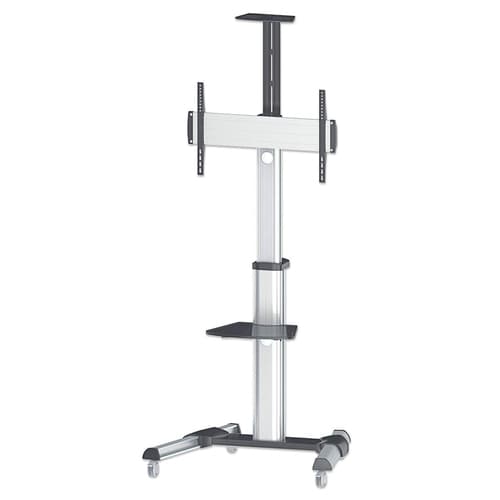 Manhattan Trolley Mount Stand for TV & Monitors, For screens 37" to 65", VESA compatibility: all between 200x200 to 600x400mm - check the dimensions of the four mounting holes on back of screen to ensure it fits, Max 50kg, Silver, LFD, Bracket, Lifetime Warranty