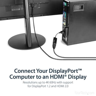 StarTech.com DisplayPort to HDMI Adapter - 4K 60Hz Active DP 1.4 to HDMI 2.0 Video Converter - DP to HDMI Monitor/TV/Display Cable Adapter Dongle - Latching DP Connector view 9