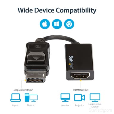 StarTech.com DisplayPort to HDMI Adapter - 4K 60Hz Active DP 1.4 to HDMI 2.0 Video Converter - DP to HDMI Monitor/TV/Display Cable Adapter Dongle - Latching DP Connector view 12