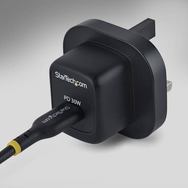 StarTech.com 30W USB‑C Wall Charger, Portable GaN Charger with USB Power Delivery Fast Charging, GaN 5V/9V/15/20V PD, USB-C Charger, Black view 5