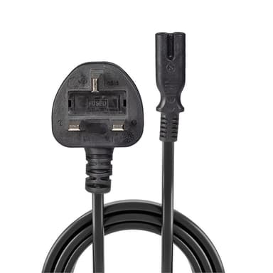 Lindy 1m UK 3 Pin Plug To IEC C7 Mains Power Cable, Black view 2