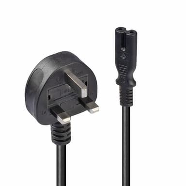 Lindy 1m UK 3 Pin Plug To IEC C7 Mains Power Cable, Black view 1